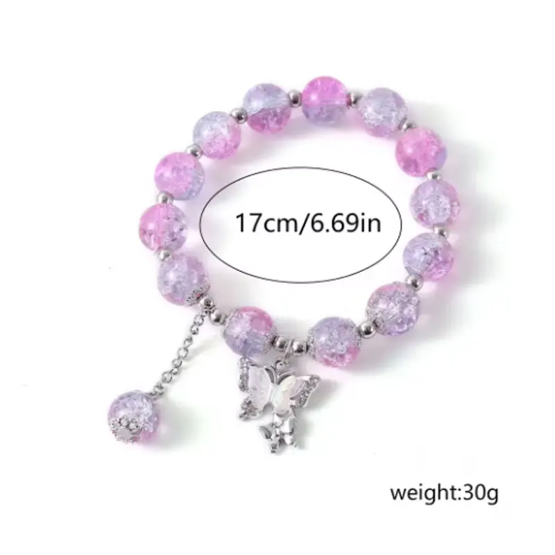 Gelang Kristal Cahaya Bulan Harta Karun Biru Laut Opal Asli Gelang Y2k Elastis Mewah Ringan Hadiah Perhiasan Antik Mode