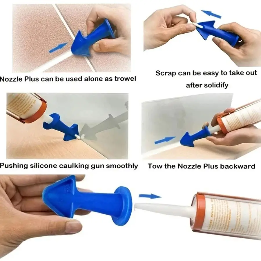 Green Caulking Tool Set 3PCS Silicone Sealant Nozzle Applicators, Plastic Caulk Finishing Tools for Kitchen, Bathroom, Window
