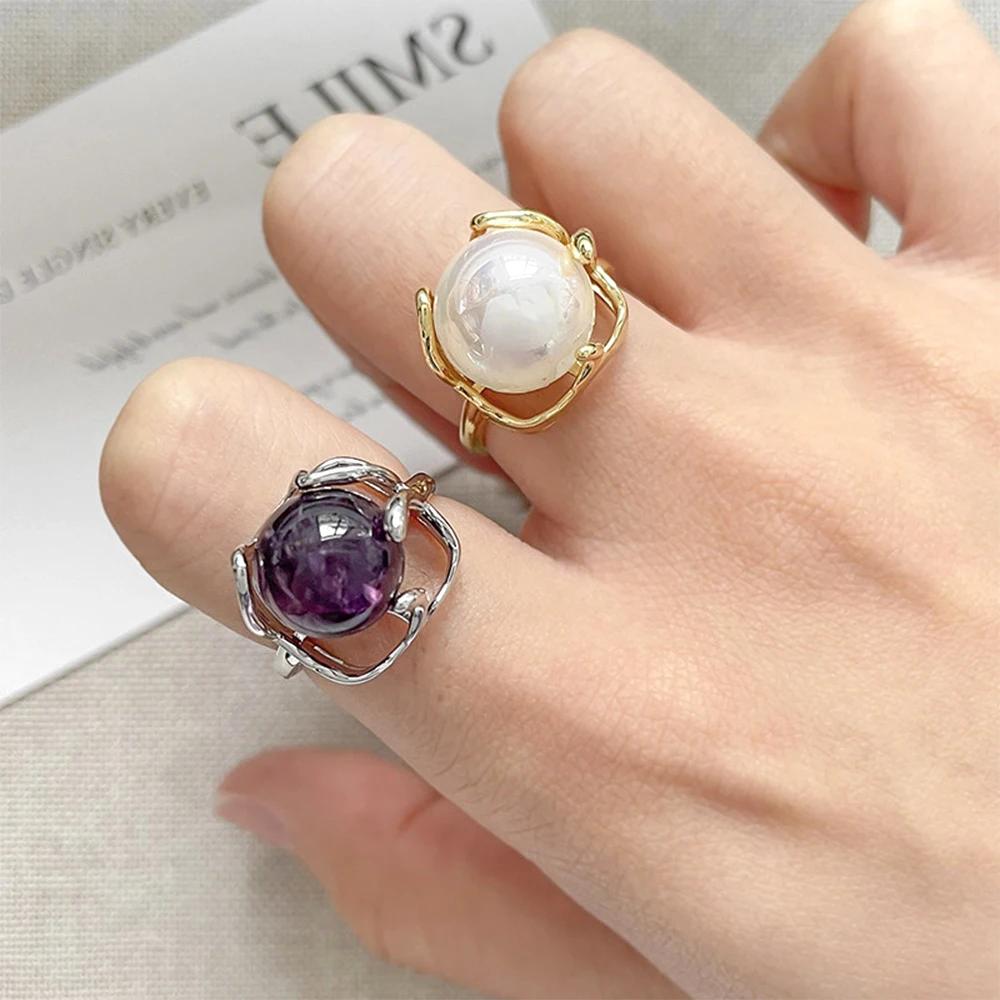 Brass Coated Gold Irregular Flower Holder Ring DIY Makes Fashionable Jewelry Semi-finished Product Accessory Materials
