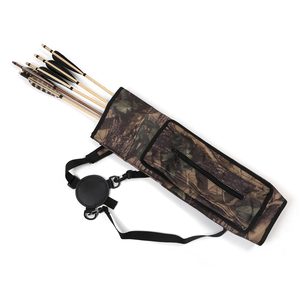 TOPARCHERY Archery Back Canvas Arrow Quiver Arrow Holder Shoulder Hanged Target Shooting Quiver for Arrows with Front Pockets