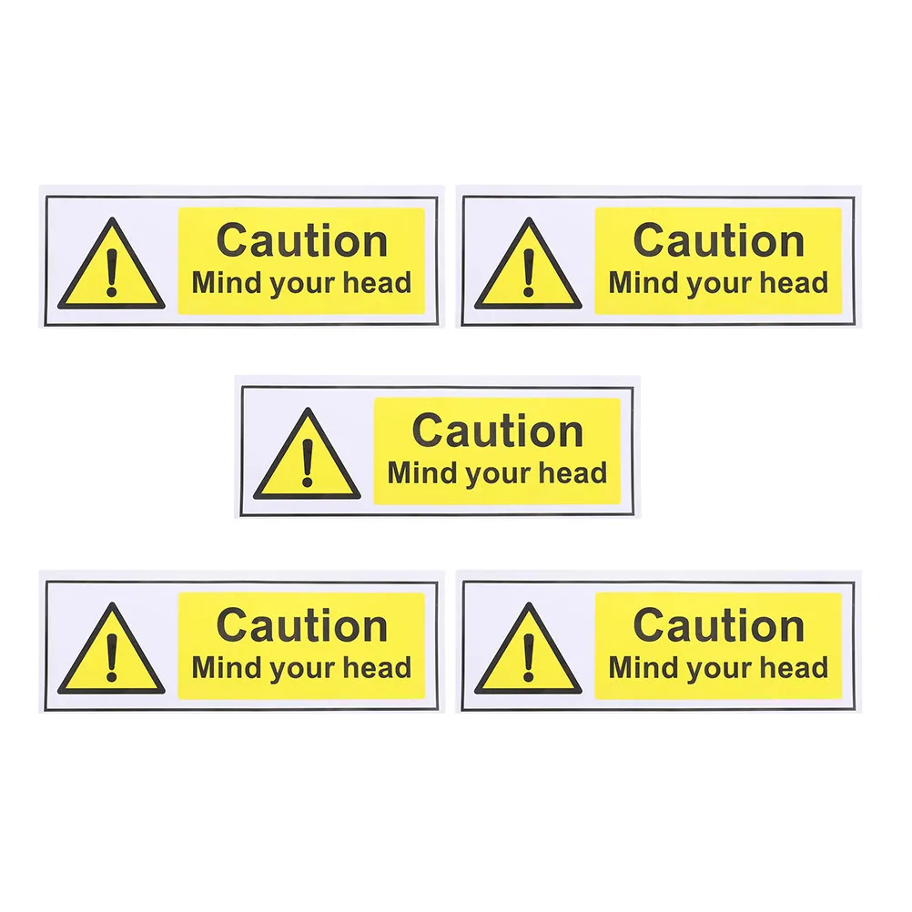 

5Pcs Watch Your Head Safety Sticker Waterproof Oil Resistant PP Synthetic Paper Strong Adhesive for Pub Bar Street Wall Decor