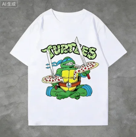Nick Channel Bestseller - Ninja Turtles Cartoon-Serie Bedrucktes Baumwoll-T-Shirt - Jungen- und Mädchengrößen - Baby- und Kinder-Oberteil
