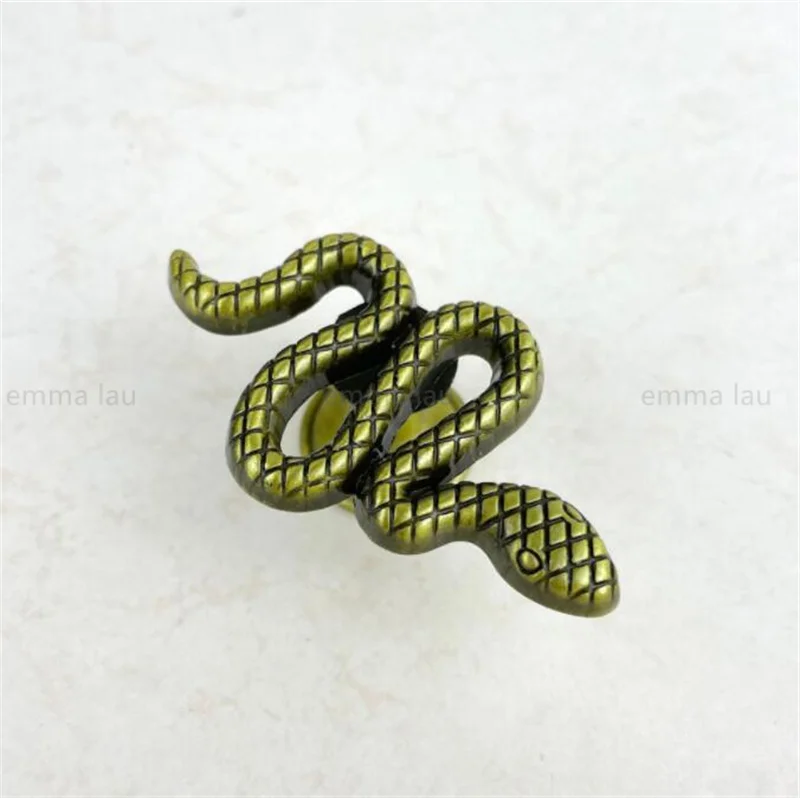 New 50Pcs/Lot Snake Shape Drawer Knob Furniture Handle Vintage Single Hole Cabinet Door Handles For Kitchen Cupboard Pulls