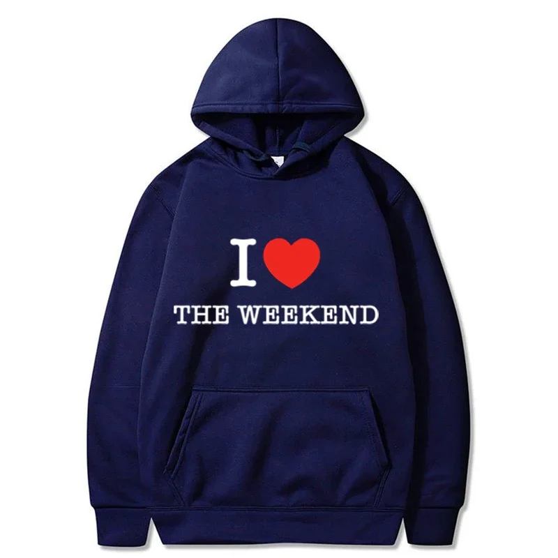 Y2k Fashion Women/Men Hoodie Letter Printed Coat Vintage Graphic Casual Jacket Red Heart I Love the Weekend Sweatshirt Teen Tops