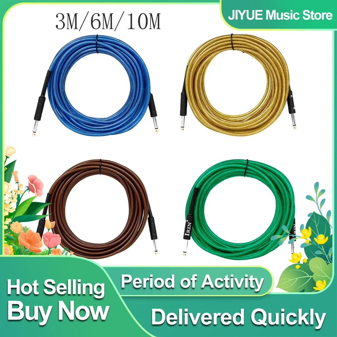 IRIN Amplifier Cable 3M/6M/10M Connection Line 6.35MM Double Straight Transmission Audio Cable For Guitar Bass Accessoires