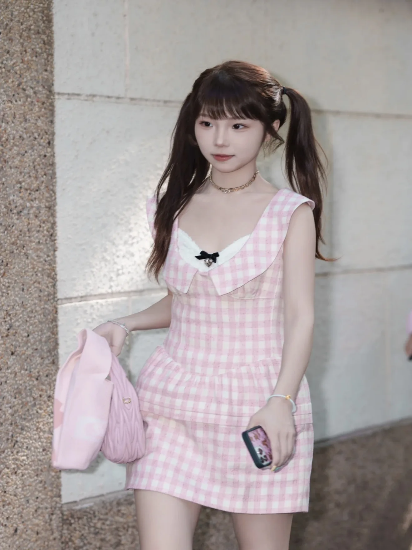 فستان Sweet Doll White Day Bear UUTON Tulip Bud على شكل حرف U بدون أكمام، تنورة على شكل حرف A عالية الخصر جديدة ولطيفة