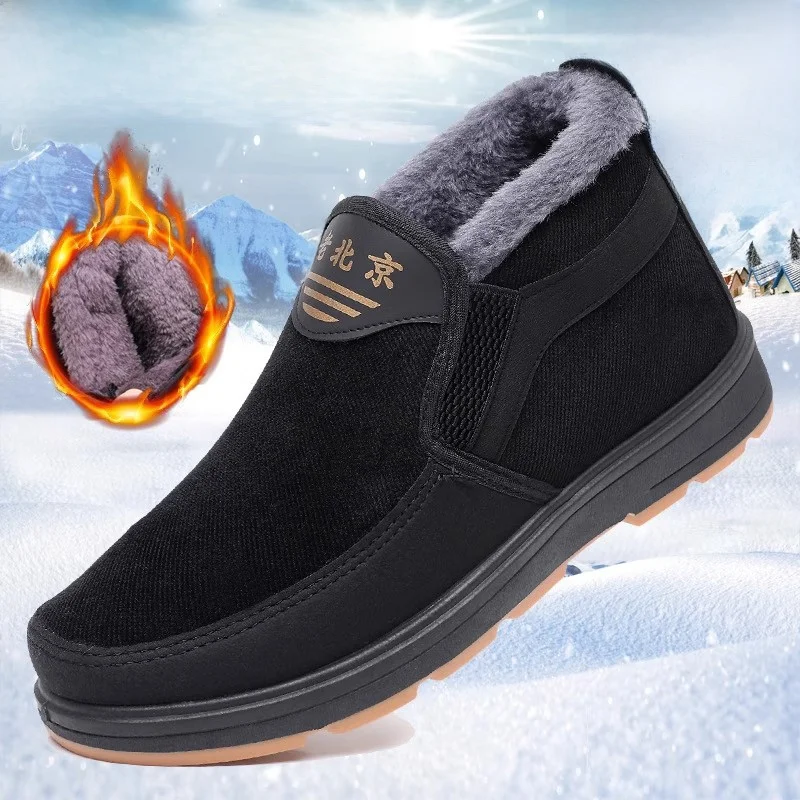 

Мужские зимние утепленные ботинки на флисовой подкладке, высокие, на шнуровке, повседневные, хлопковые, теплые, удобные, в стиле старого Пекина