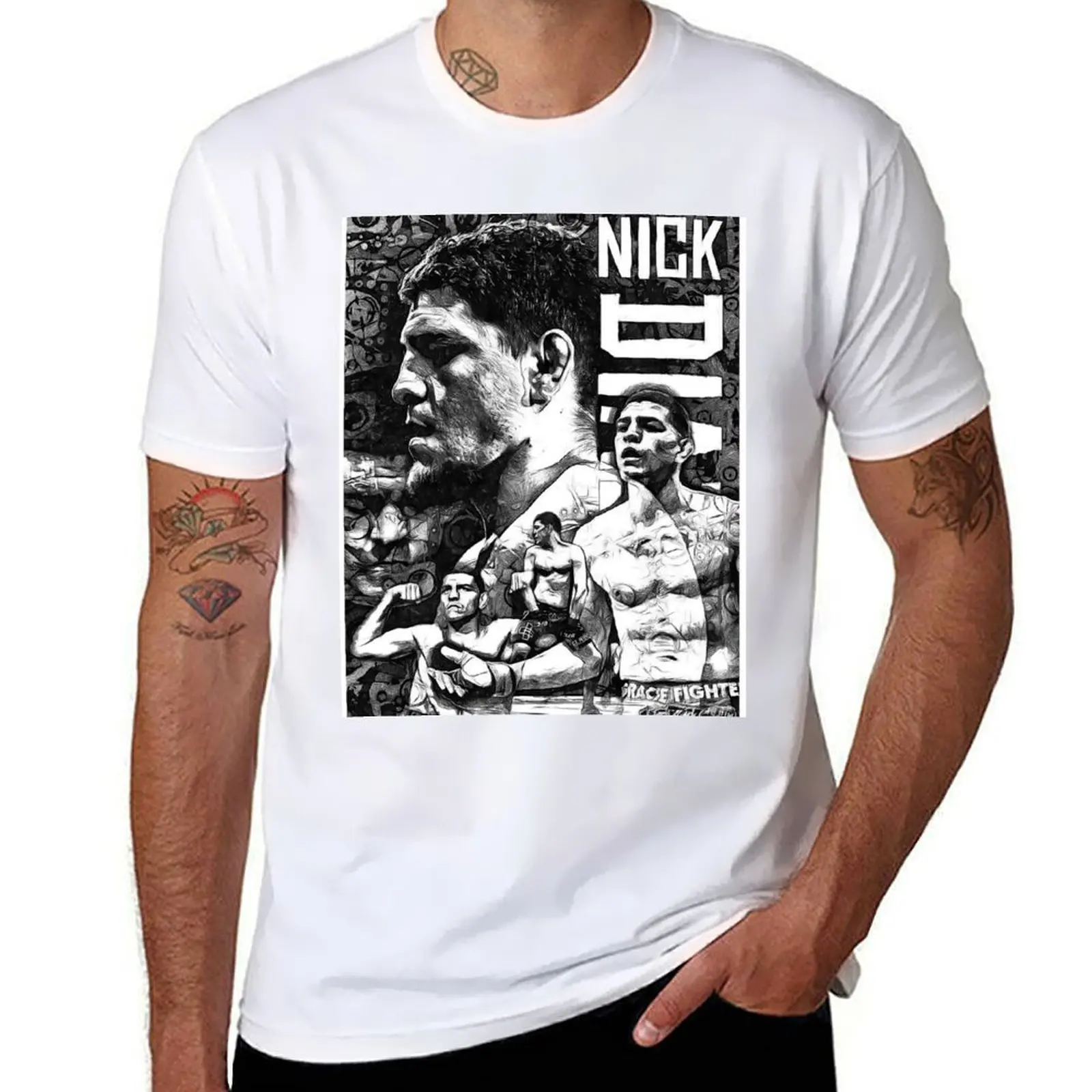 

Nick Diaz Black and White Drawing T-Shirt t shirts with prints graphic t shirts for man T-Shirt
