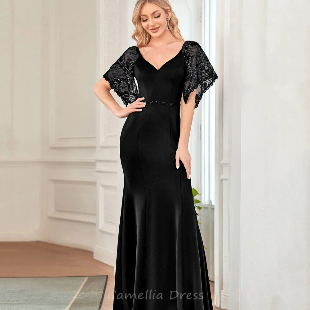 

Customized Mother of the Wedding Dress Formal Gown Mermaid Women Short Sleeve V Neck Dresses mother of the bride dresses 2026