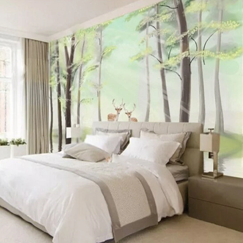 European-style beautiful scenery elk modern and simple TV luxurious home decoration bedroom sofa background wall painting