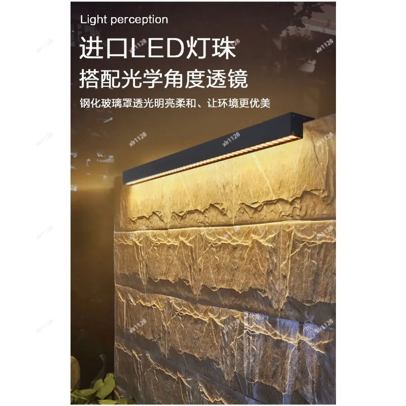 Solar LED Wall Washer Light Linear Glass Lamp Outdoor Fence Landscape Lighting Exterior Decor Light
