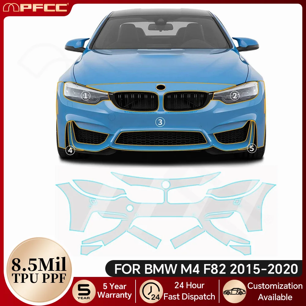 

For BMW M4 F82 2015-2020 8.5Mil TPU Paint Protection Film Car Body Pre-cut PPF Bra Clear Anti-scratch Resistant Car Accessories