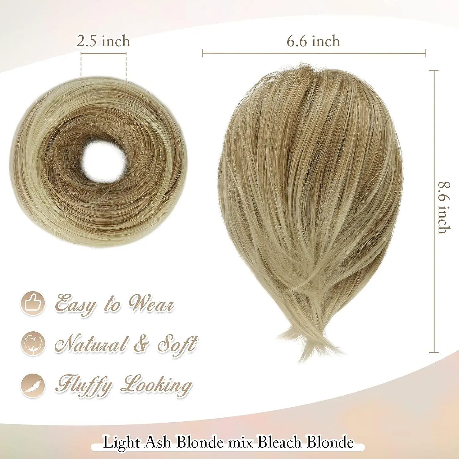 Hair Bun Ponytail Extension, Straight Synthetic Hairpiece Fully Short Ponytail Bun Extensions Hair Accessories Elastic Easy