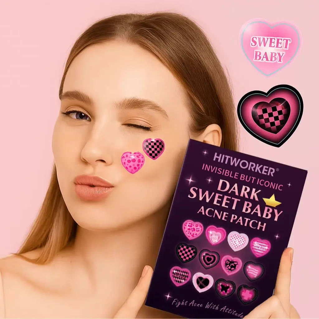 120/48 peças/caixa de lindos adesivos de acne em forma de coração - sem álcool, usados para absorver segredões de acne, essenciais para cuidados com a acne