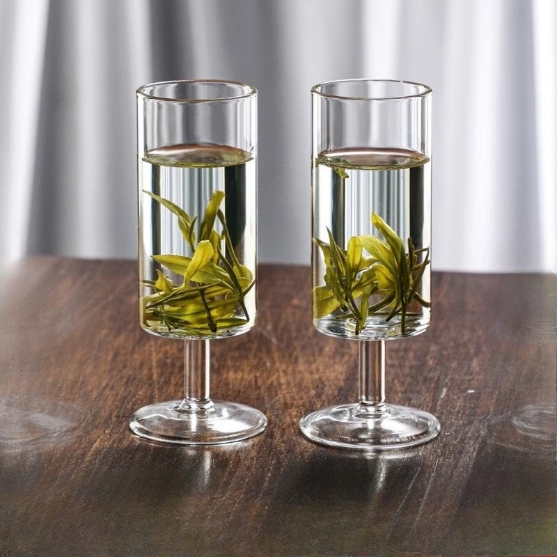Copas de vidrio de alto borosilicato, tazas de té de flores de té verde para el hogar, tazas de agua potable de té populares de vidrio