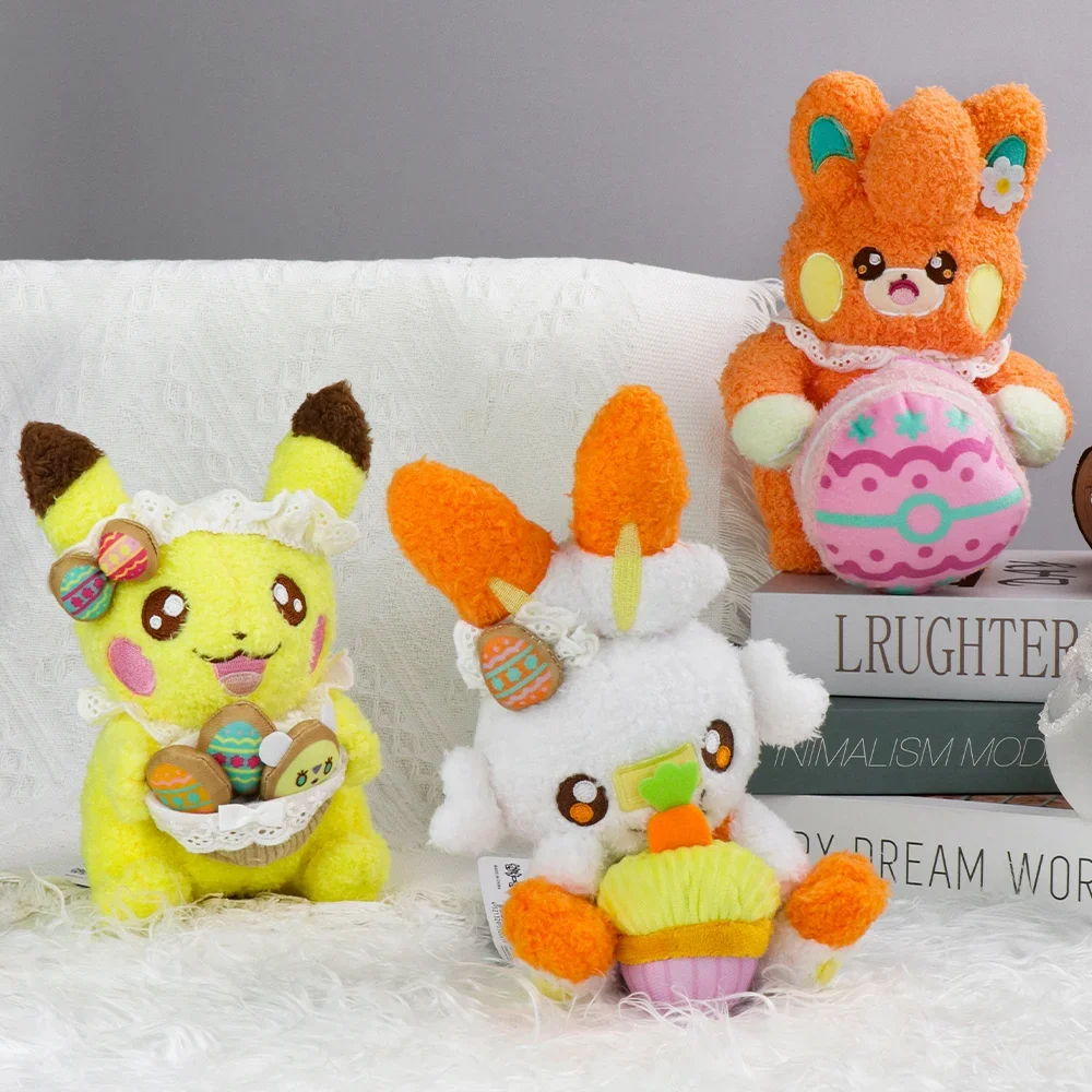 Pokemon Frizzy Plush Toy Pawmi Pikachu Scorbunny Mew Pichu Snorlax Eevee Charmander Piplup Rowlet Soft Collection Kawaii Peluche