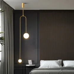 Modern Pendant Lights for Hotel Bedroom Bedside Bathroom Hanging Lamp Ceiling Glass Ball Lighting Decoration Double Head U Shape