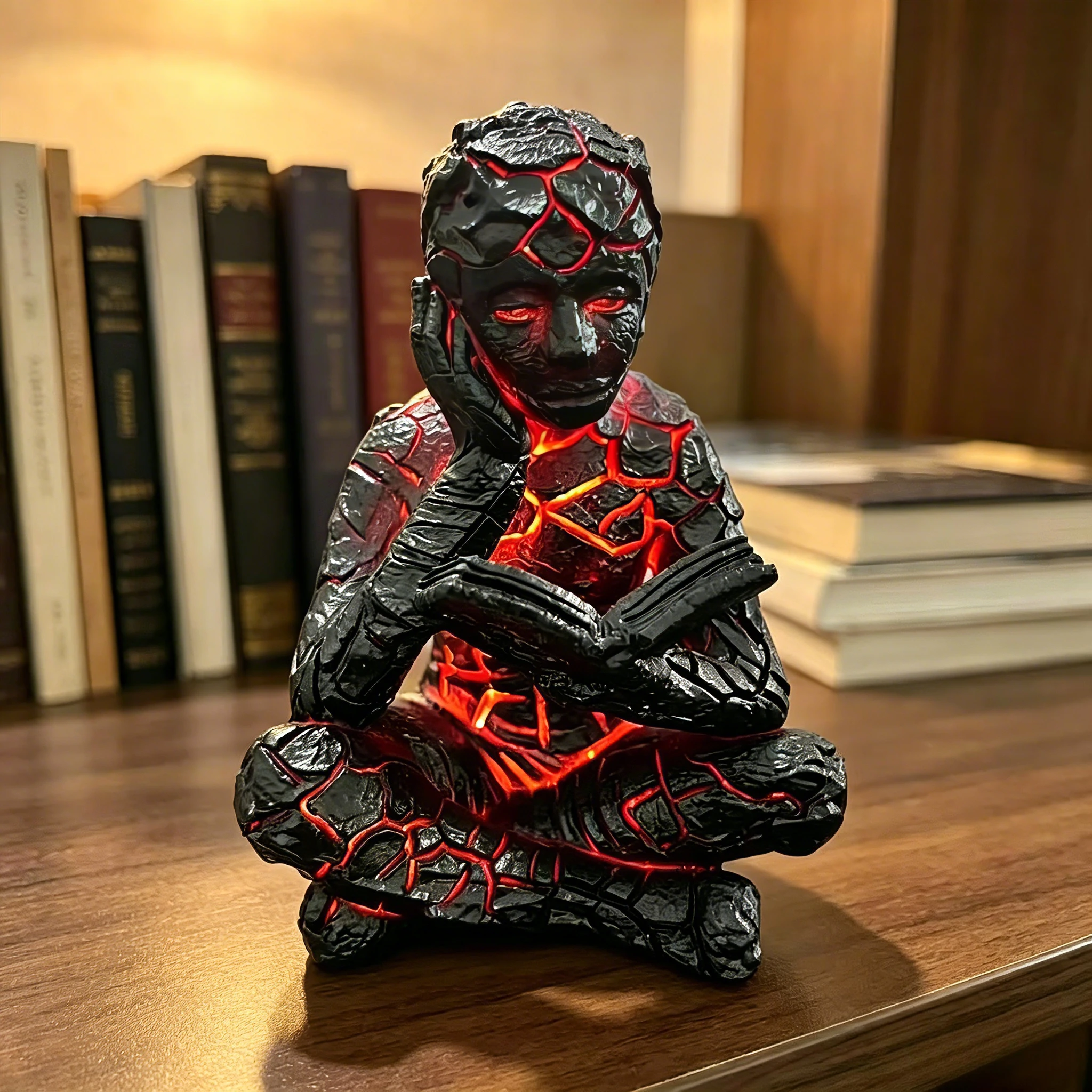 溶岩読書灯ランプ装飾 光るひび割れ樹脂工芸品 思考者雰囲気ブ - Lava Lamp Desktop のレビューと価格