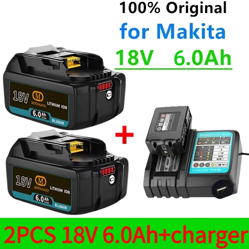 

Original For Makita 18V Battery 6Ah/5Ah Li-ion Rechargeable Compatible with BL1830B BL1850B BL1860B for Makita DDF487 DGA404