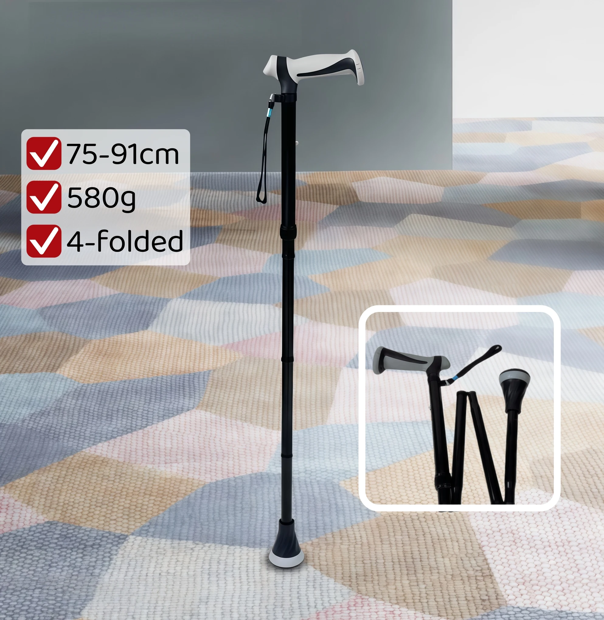 

Folding Durable Cane Retractable Crutch Telescopic Walking Stick Foldable Portable Canes Professional Design Lightweight