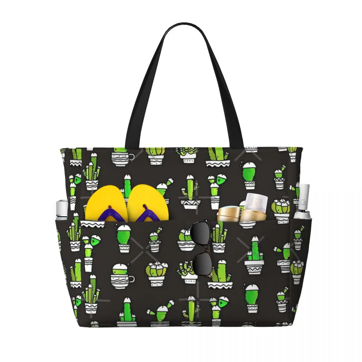 

COCK PLANTS CACTUS GREEN WATERCOLOR Beach Travel Bag, Tote Bag Personality Shopping Daily Birthday Gift Multi-Style Pattern