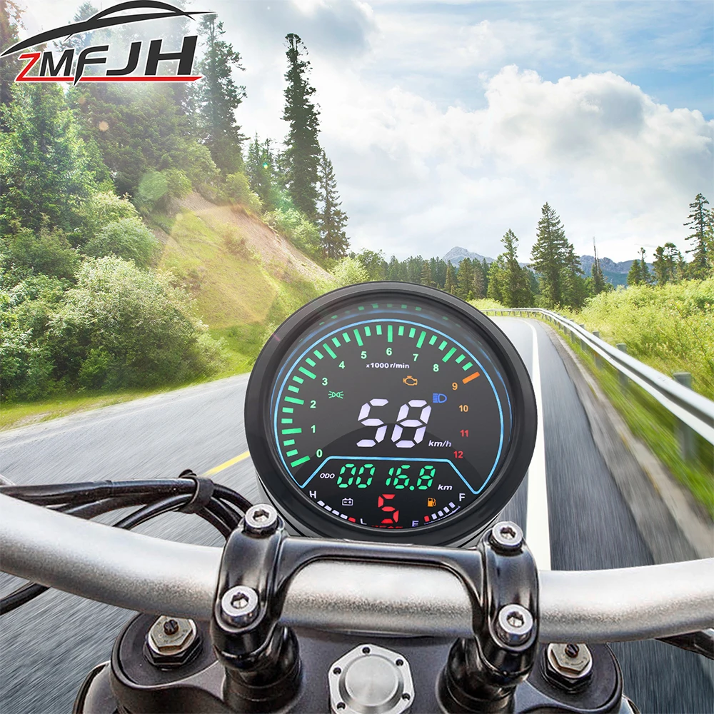 

New Motorcycle Speedometer Tachometer Odometer Speed RPM Trip ODO Voltage Oil Level Digital LED Tacho Gauge Indicator Dashboard