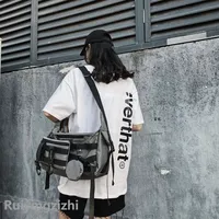 Vintage Harajuku Functional Bag Adjustable Shoulder Strap Sports bags Wear Resistant Men Women Daily Travel Streetwear