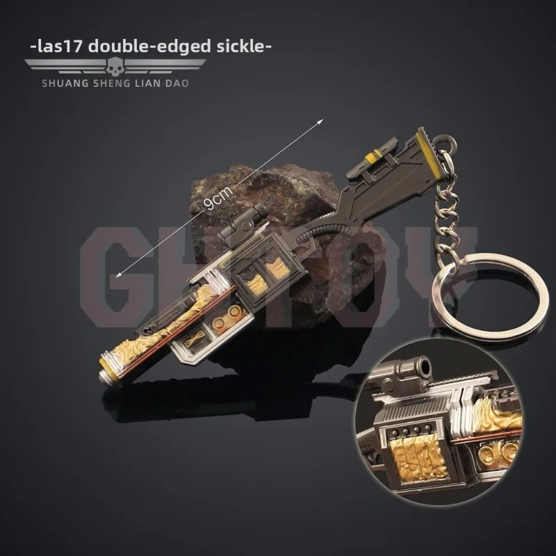 9 cm/3,54 pulgadas Helldivers 2 Mini pistola soporte acrílico LAS17 hoz de doble filo periféricos de juego modo LAS17 regalo de cumpleaños para niñas y niños