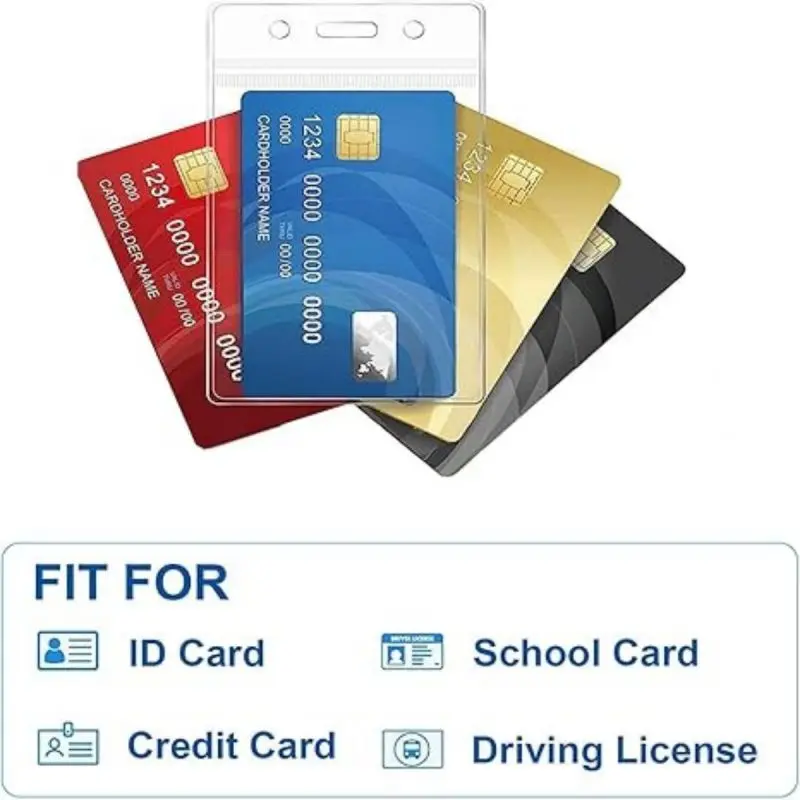 1 Set/10 Sets Vertikales Ausweis-Namensschild-Lanyard, wasserdicht, wiederverschließbarer Reißverschluss, vertikales Ausweis-Schild mit schwarzem Lanyard – Detail 9