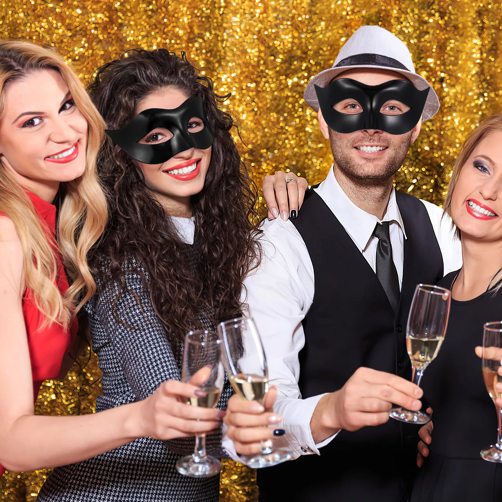 

Black Masquerade Costume Eye Mask Ribbon Attached for Party Halloween Mardi Gras Masked Ball Prom Wedding Eye Mask