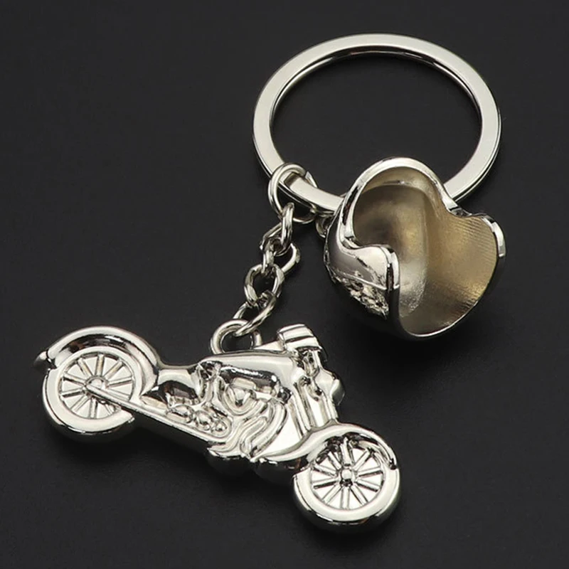 Fashion Men Crosscountry Motorcycle Helmet Pendant Metal Keychain Car Key Ring Gift