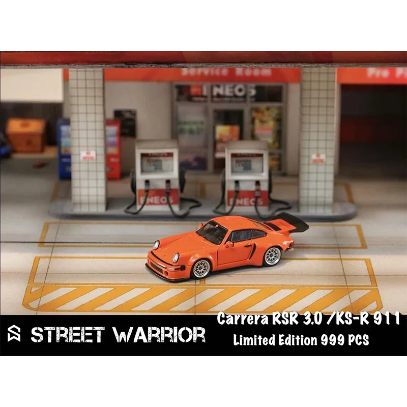 Street Weapon 1:64 Carrera RSR 3.0 KS-R Orange Diecast Diorama Car Model Collection Miniature Toys