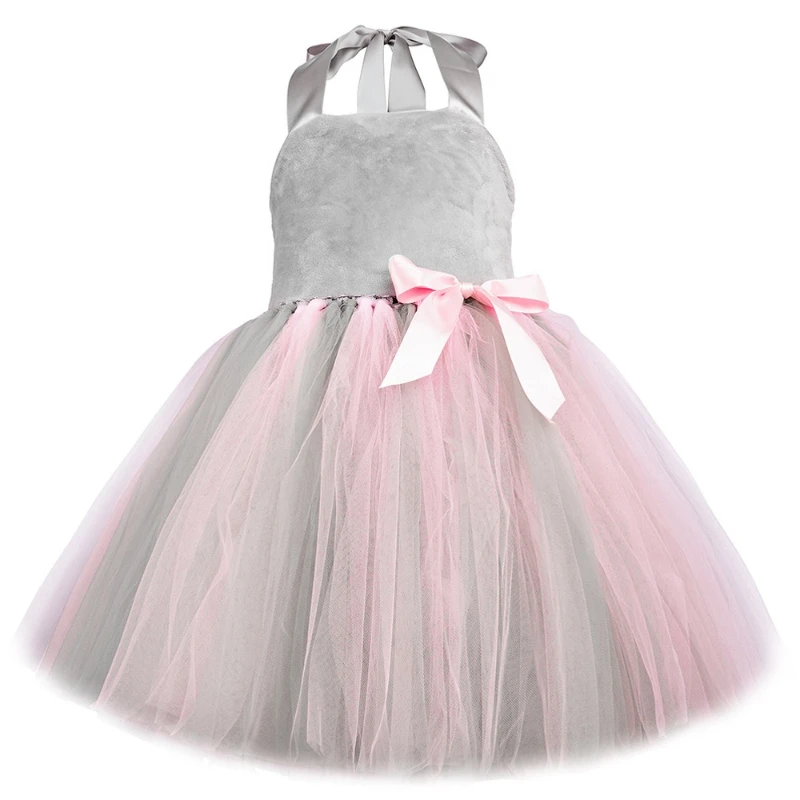 Elephant Girls Costume Kids Toddler Gray Pink Tutu Dress Baby Girl Halloween Holiday Jungle Party Animal Dress Up Clothes Outfit