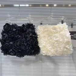 Women's High Street 3d Flowers Mini Skirt Lady Elegant French Style High Waist Floral Short Skirt