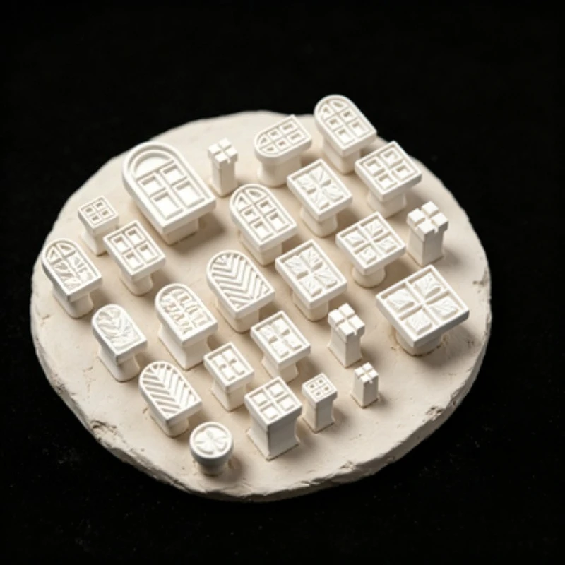 25 Pack Window Door Leaf Clay Stamp Kit Reusable Architectural Embossing Molds for Pottery  Soft Clay & Handmade Craft  Decor