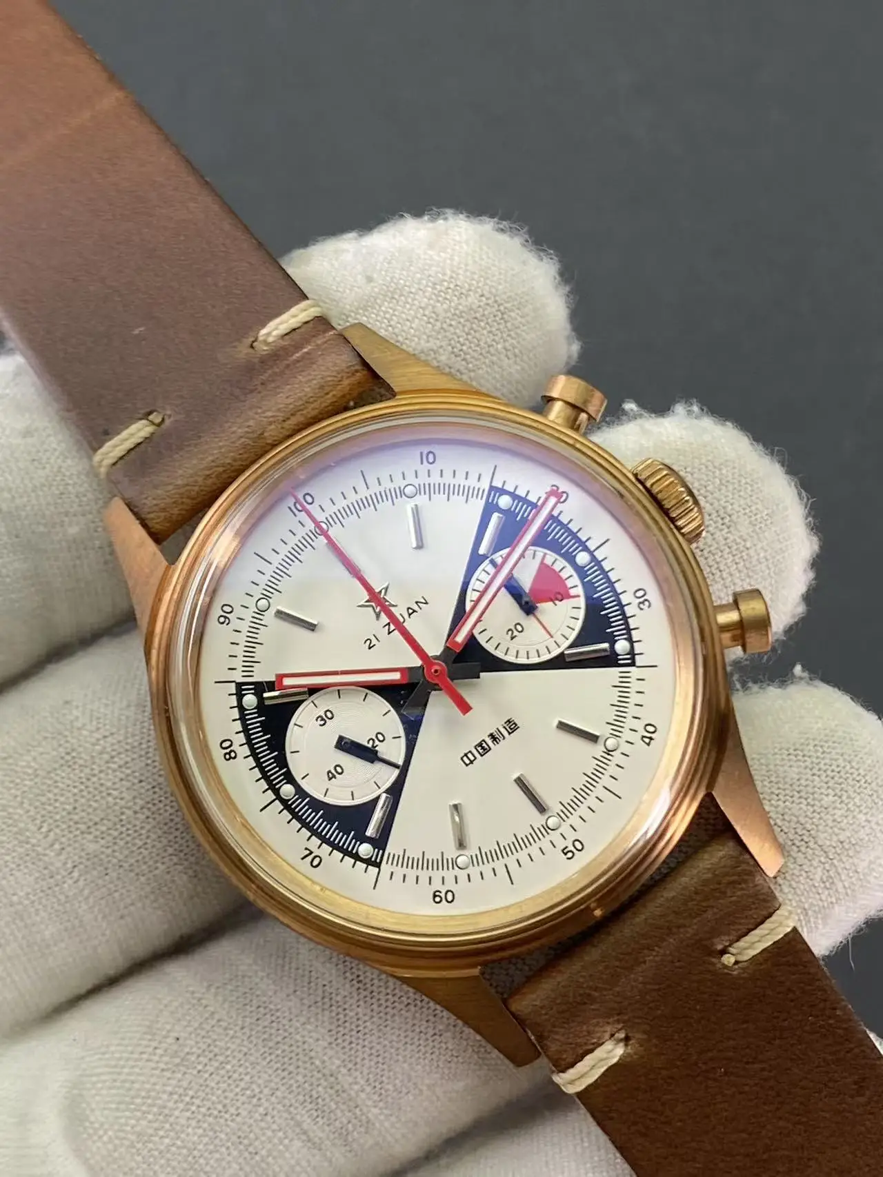 Unique custom timing mechanical watch Seagull ST1901 retro bronze luminous fashionable casual men's watch special dial limited e