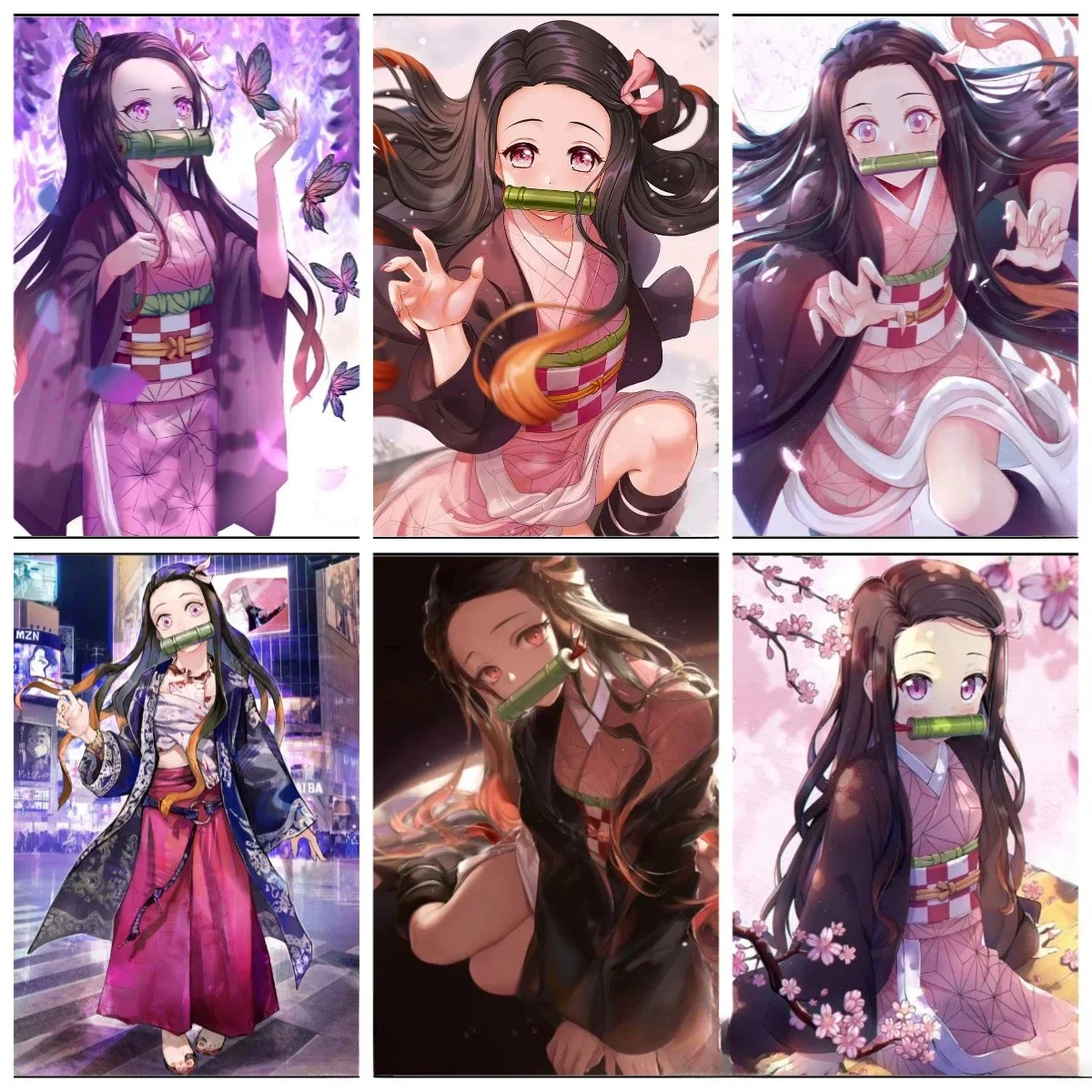 Demon Slayer Nezuko Anime 5D Full Drill Diamond Painting Rhinestone Mosaic Art Picture No Frame Home Wall Decoration For Anime L