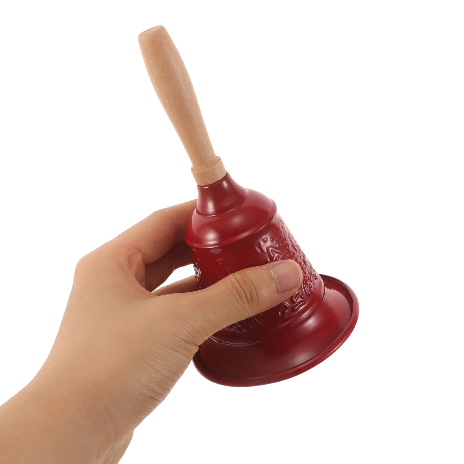 Red Hand Bell Vintage European Style Wooden Handle Decorative Holiday Call Bell Christmas Tabletop Ring for Restaurant Family