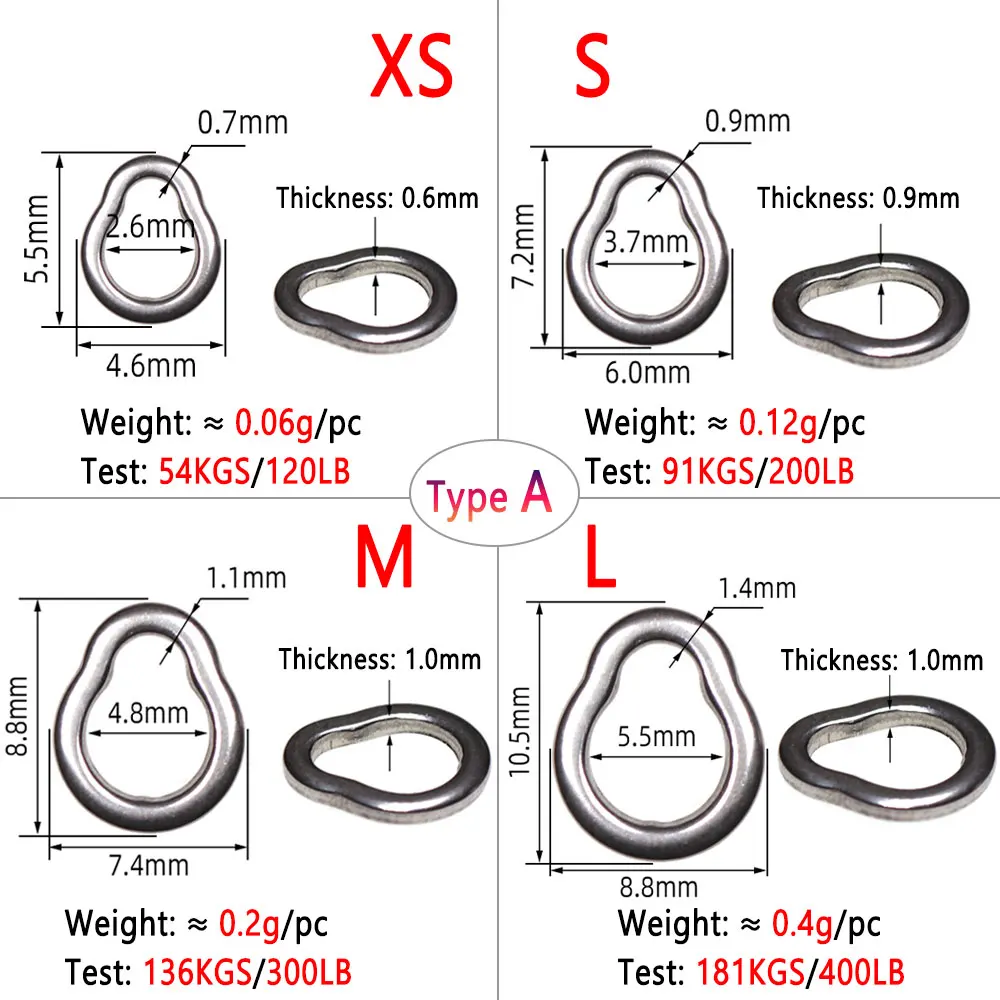 20 Stück XS S M L Angelhaken aus Edelstahl, massive Ringe, Assist-Haken, Slow-Jigging-Kopf, Zubehör, Birnenform, 8er-Form – Detail 2
