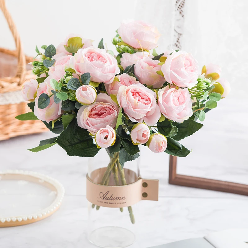 Künstliche Blumen Seidenrosen UV-Schutz für Draußen Hochzeit Party Brautsträuße Heim Garten Zimmer Hof Deko Günstige DIY Geschenkbox – Detail 18