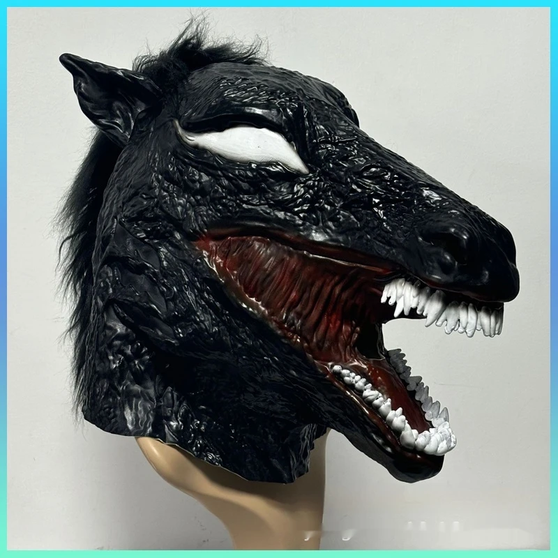 European American Anime Venom 3 Human Animal Combination Cosplay Horsehead Headgear Halloween Horror Movie Latex Mask Collection