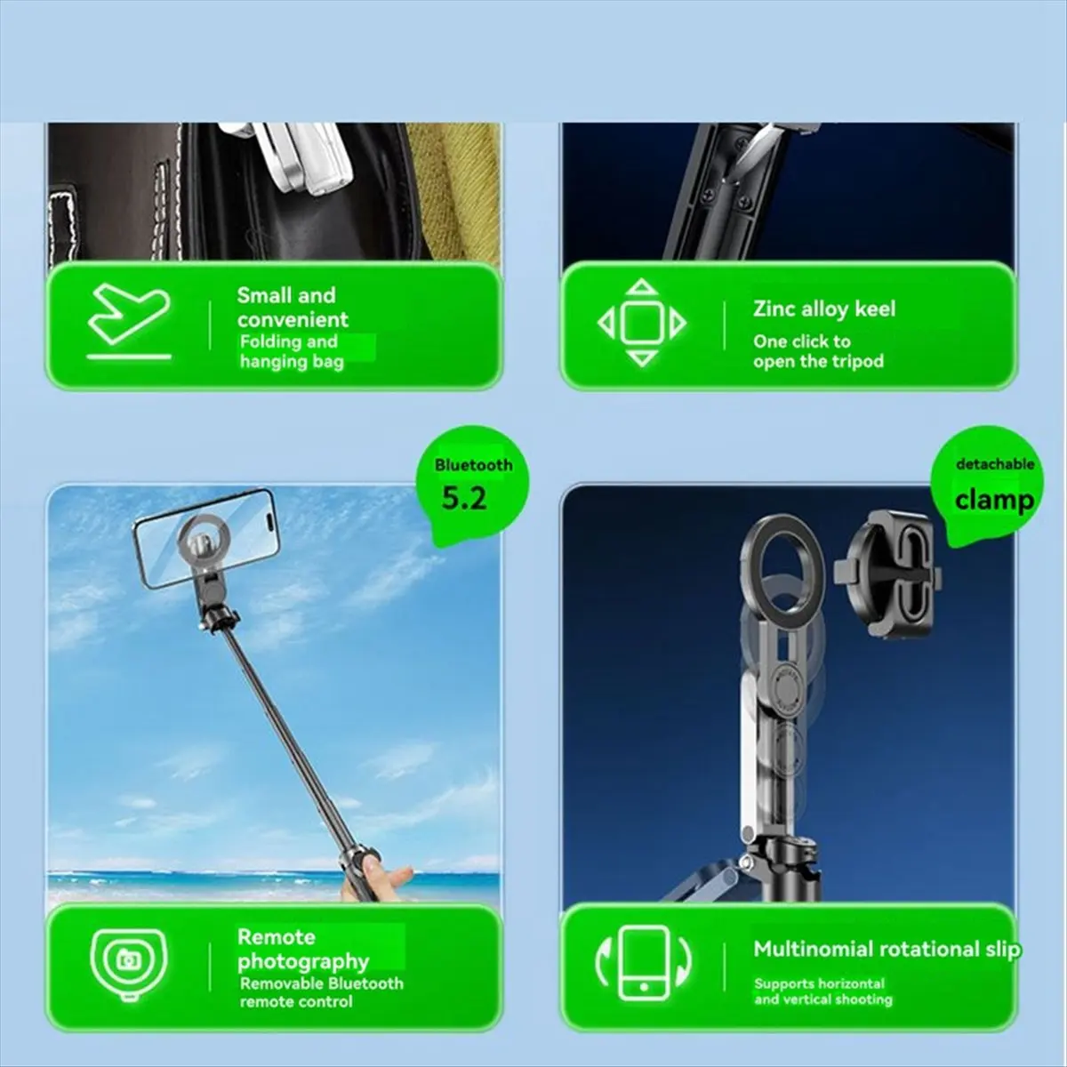 DTD2132-HOT-Magnetic Design Mini Bluetooth Portable Telescopic Multi Functional Tripod Phone Selfie Stick