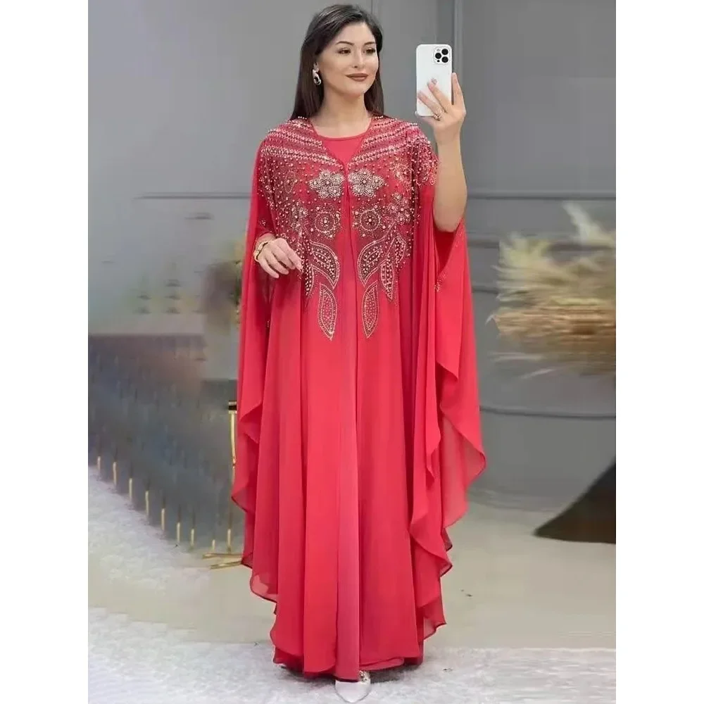 

Abayas for Women Dubai Luxury 2024 Chiffon Boubou Muslim Fashion Dress Caftan Marocain Wedding Party Occasions Djellaba Femme