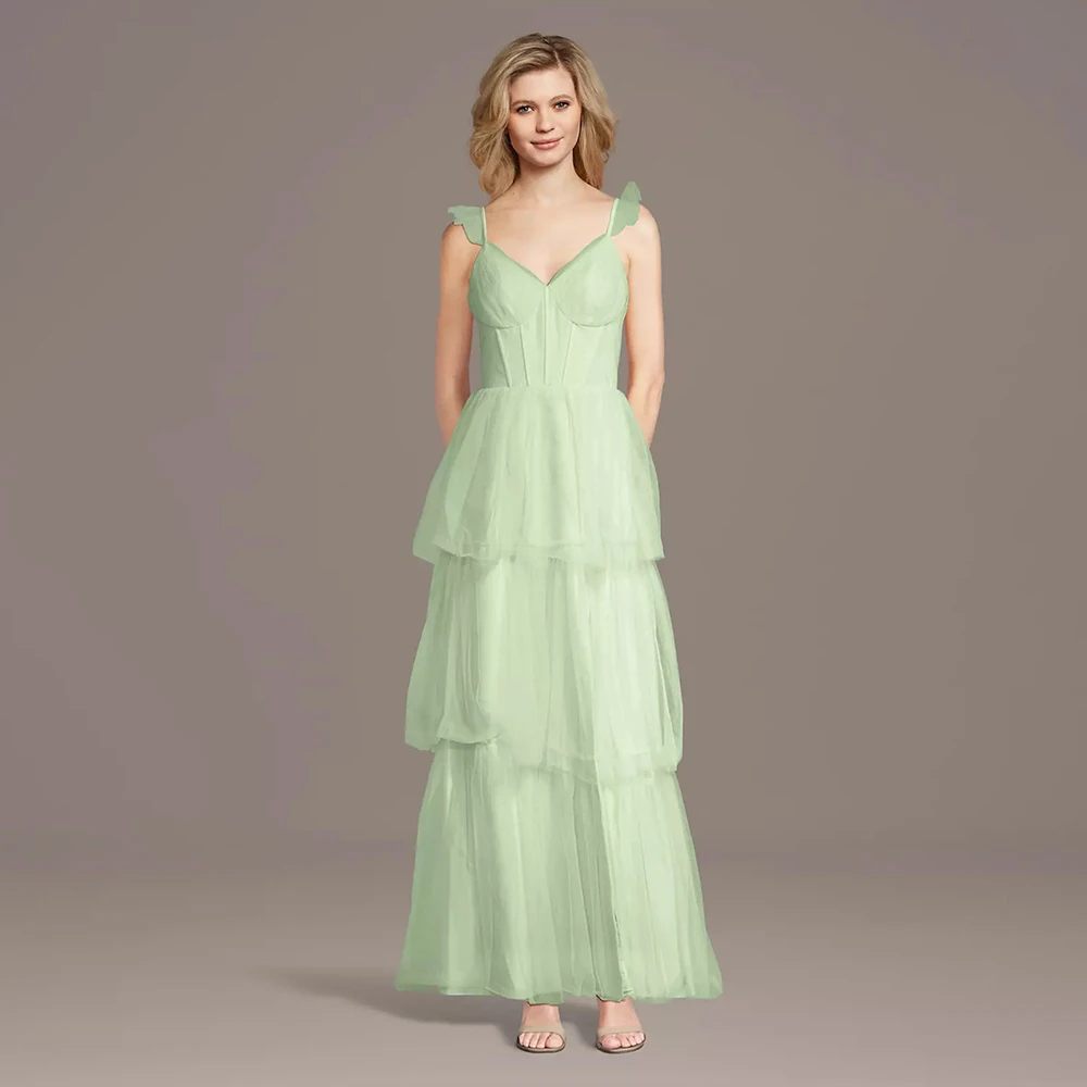 

2026 Women's Formal Evening Gowns Tulle Evening Dresses Sweetheart Spaghetti Strap Layered Formal Party Gowns Elegant Gala Dress
