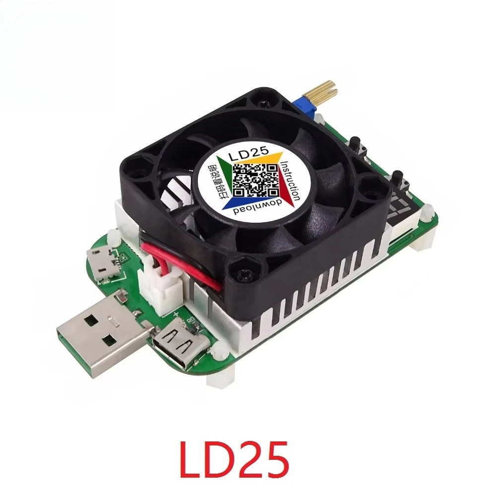 LD25 Resistore di carico corrente Constnt Interfaccia USB Tester di scarica della batteria Corrente regolabile Carico elettronico intelligente da 25 W