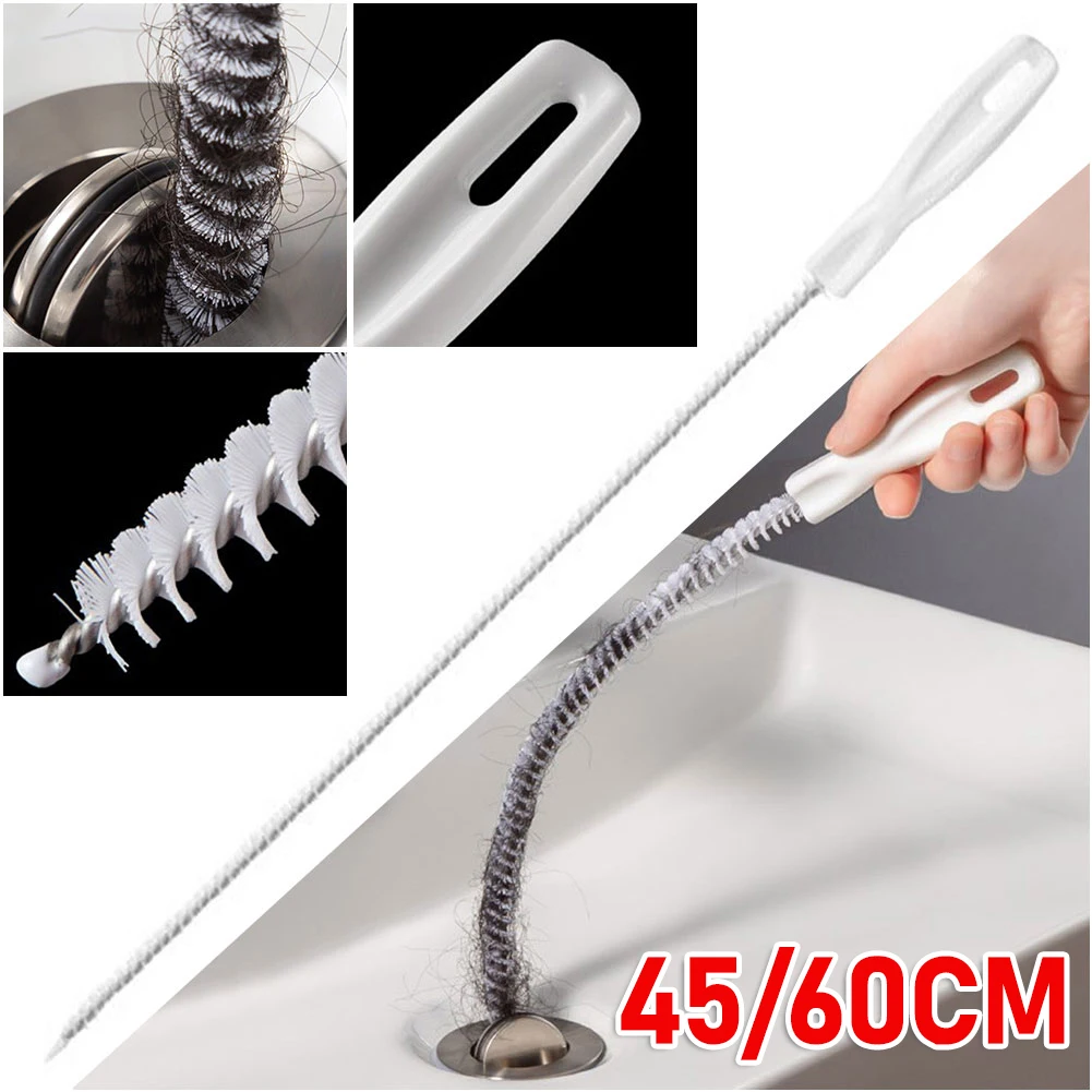 45/60cm Pipe Dredging Brush Sewer Dredge Pipeline Brush Flexible Sink Drain Overflow Cleaning Brush Household Cleaning Tools