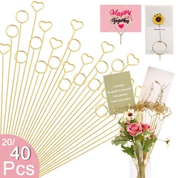 20/40Pcs Floral Card Holder Picks Metal Wire Place Card Holder Picture Holders Photo Stick Clip Floral Picks for Wedding Party