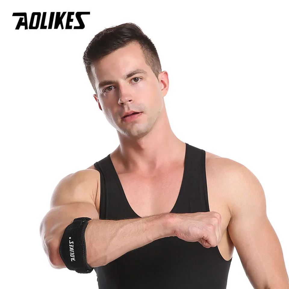 AOLIKES 1PCS Sport Tennis Basketball Elbow Support Strap, Golfers Elbow Brace with Compression Pad for Men & Women Elbow Strap