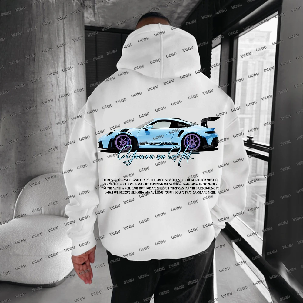 

Autumn Winter Men Racing Hoodies Street Supercar Pattern Hoodie Motorcycle Vintage Pullovers Loose Racing Sweatshirts For Men