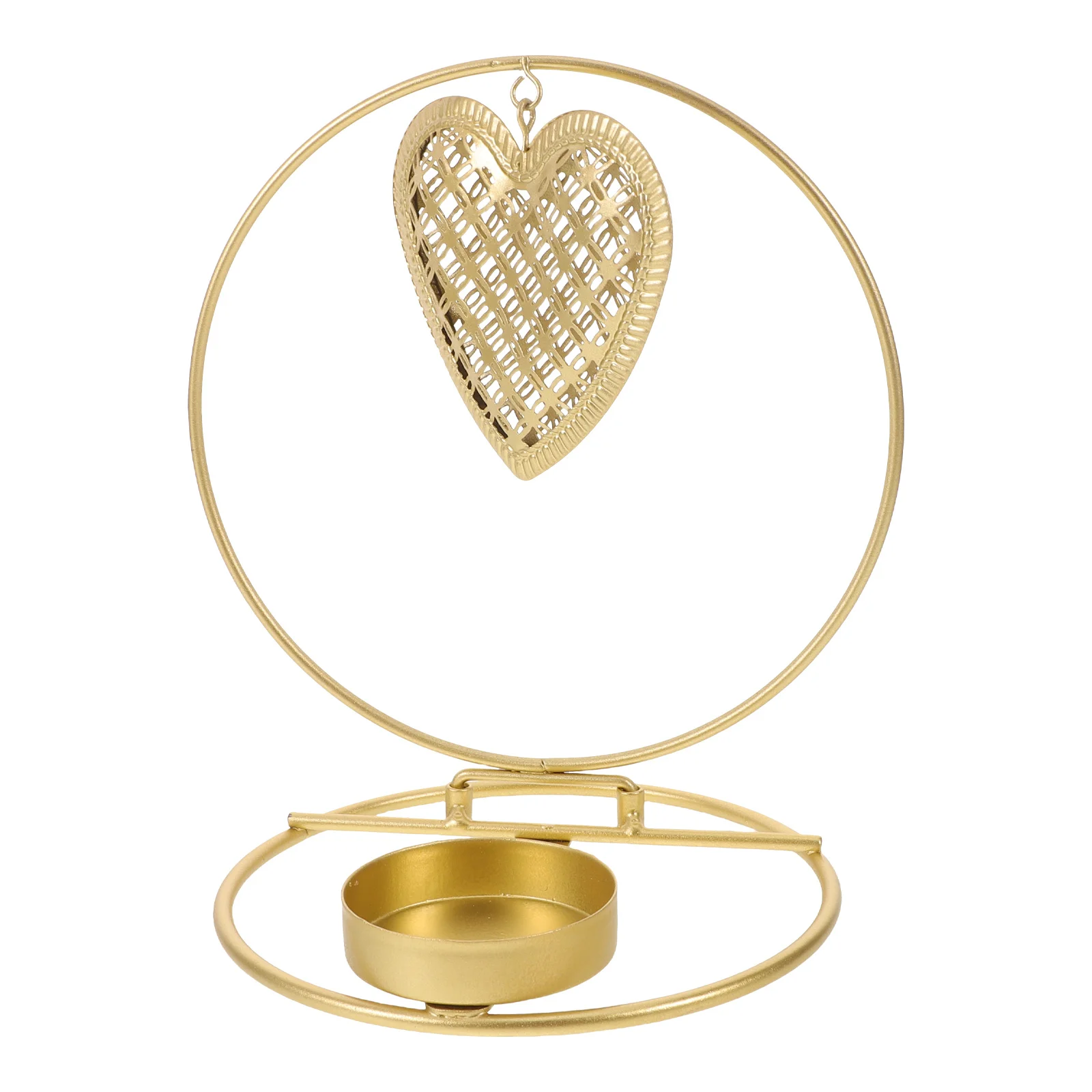 

Metal Double Ring Holder Golden Heart-Shaped Table Centerpiece For Home Decoration Christmas Advent Wreath Holiday